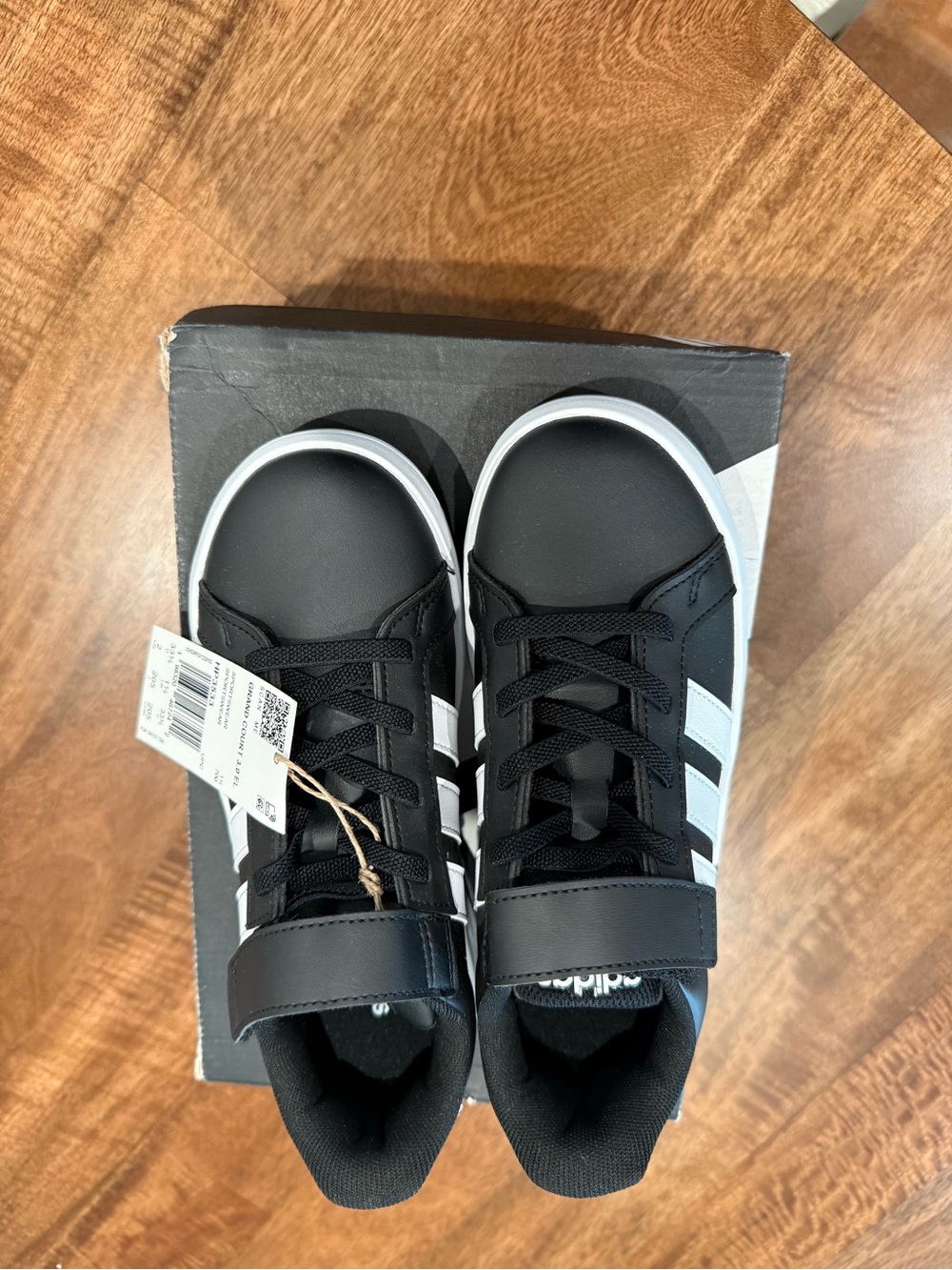 adidas Kids Black Sneakers with White Stripes